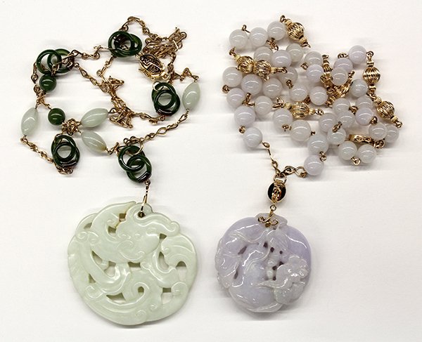 Two jade pendant necklaces - 3