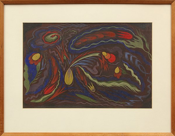 Work on paper, Alexander Raymond Katz: Alexander Raymond Katz (Hungarian, 1895-1974), Floral Composition, 1936, gouache on paper, pencil signed and dated lower left, sight: 11"h x 16.5"w, overall (with frame): 17.5"h x 23"w