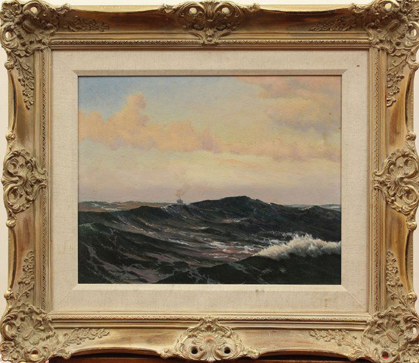 Howard John Little, Painting, Outward Bound: Howard John Little (Californian, 1883-1965), Outward Bound, oil on board, signed lower left, titled verso, board: 16"h x 20"w, overall (with frame): 26"h x 30"w