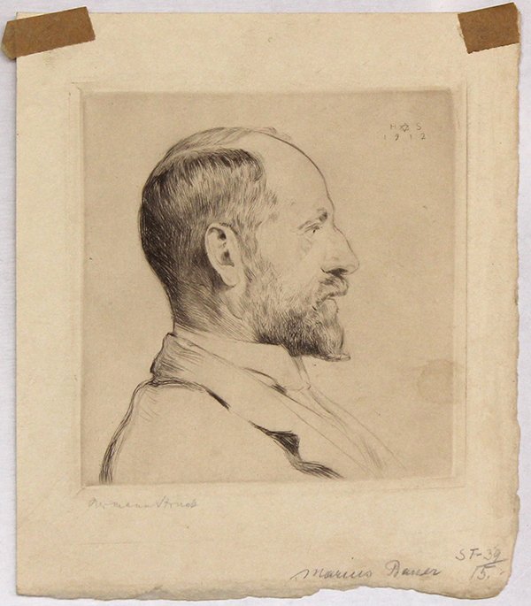 Etchings, Arthur Heintzelman and Marius Bauer: Lot of 3 unframed etchings including, Arthur W. Heintzelman (American, 1890-1965), "The Walrus," Marius Bauer (Dutch, 1867-1932), Profile of a Jewish Man, 1912, and Contiental School, Portrait of a ma