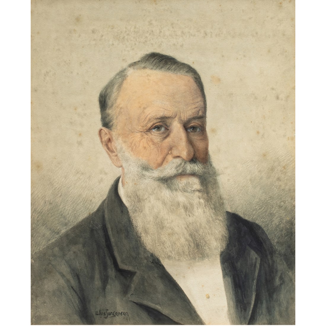 Pastel, Christian Jorgensen, Portrait of Domingo Ghirardelli: Christian Jorgensen (American, 1859-1935), "Portrait of Domingo Ghirardelli," pastel, museum inventory no. 39079, sight: 20"h x 17"w, overall (with frame): 28"h x 24.5"w. Note: Domenico "Domingo" Ghir