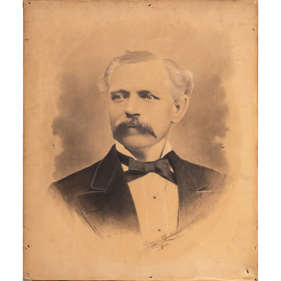 Work on paper, Giuseppe Cadenasso: Giuseppe Cadenasso (American, 1858-1918), "Portrait of Frederick Martin," crayon, signed lower center, museum inventory no: 51424, sheet (unframed): 20"h x 24"w. Provenance: Property of the Fine Arts