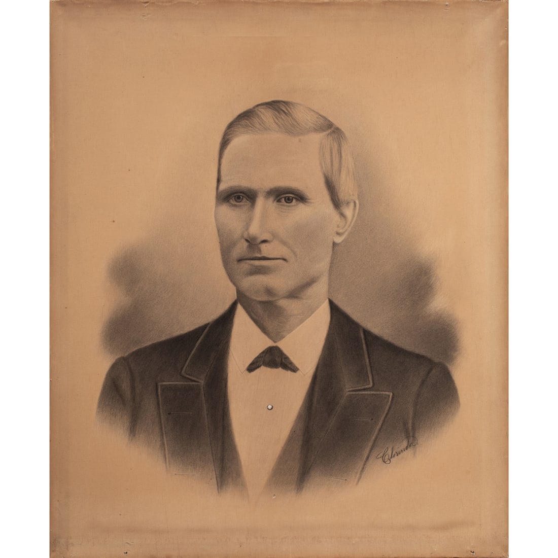 Works on paper, Captain and Mrs. Thomas E. Trueworthy: (lot of 2) Anonymous (19th century), "Captain Thomas E. Trueworthy" and "Mrs. Emeline Trueworthy," crayons, museum inventory nos: 50908 and 50909, sheet (unframed, for each): 26"h x 21.25"w. Note: Cap