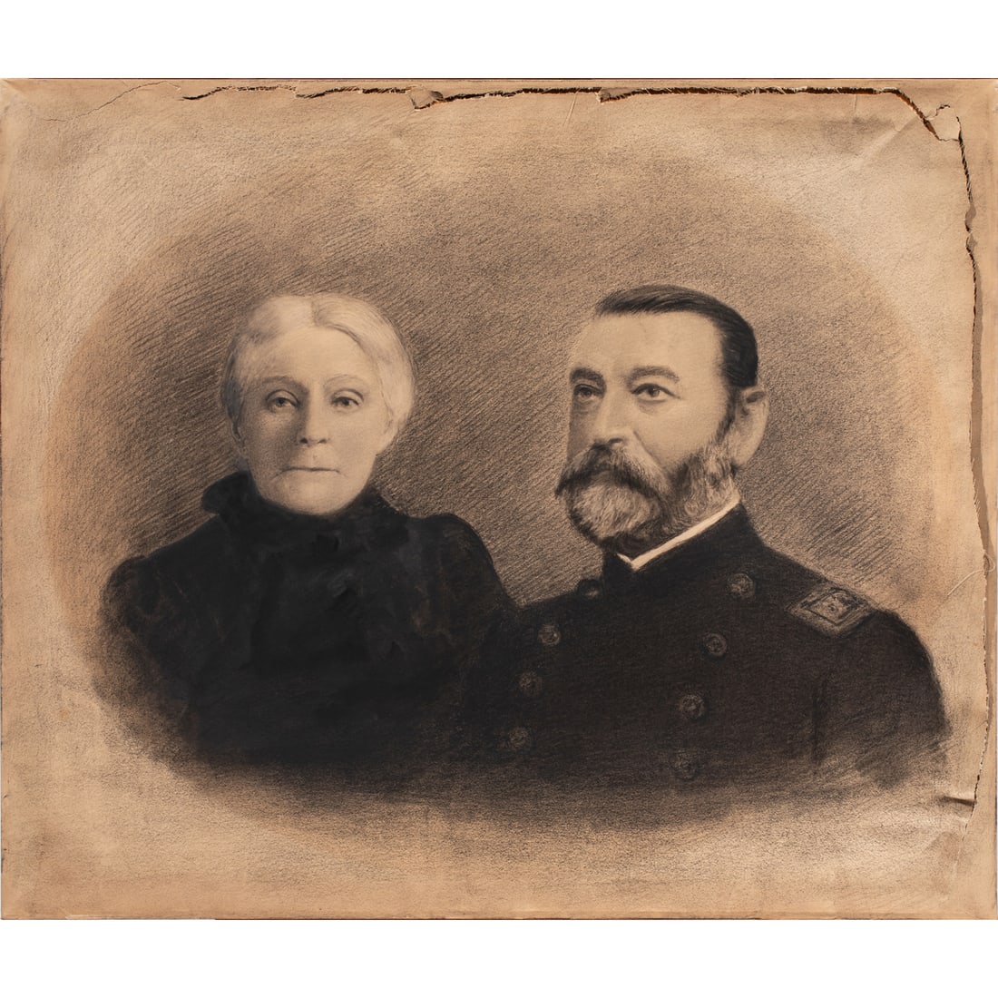 Work on paper, Portrait of Mr. and Mrs. John W. McKenzie: Attributed to Giuseppe Cadenasso (American, 1858-1918), "Portrait of Mr. and Mrs. John W. McKenzie," charcoal on paper, museum inventory no: 41909, sheet (unframed): 26.94"h x 31.88"w. Note: John W.
