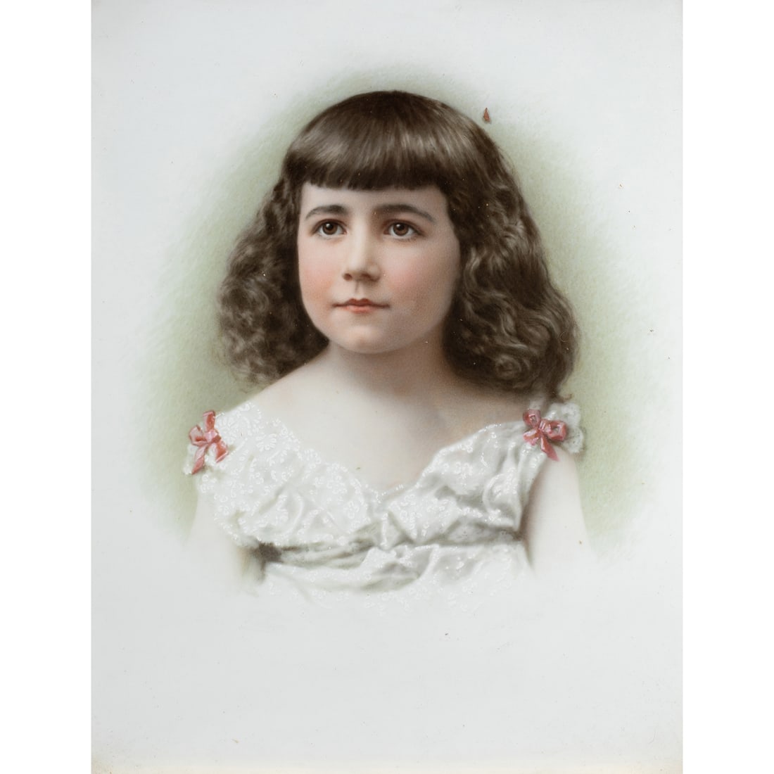 Photograph, Young Girl (Mrs. H. E. Clayburgh's Sister's Child): Anonymous (19th century), "Young Girl (Mrs. H. E. Clayburgh's Sister's Child)," hand-colored photograph on porcelain, museum inventory no: X71.124, overall (with frame): 24"h x 20"w. Provenance: