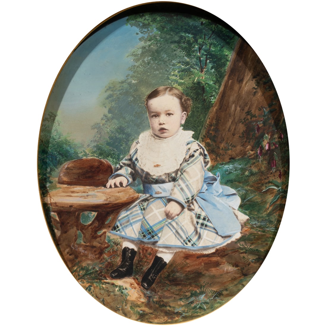 Hand-Colored Photograph, American School (19th century): American School (19th century), Child, photograph with hand-watercoloring, photographer: G. D. Morse, colorist: J. Koch, museum inventory no: 42015, sight (oval): 14.5"h x 11.38"w, overall (with