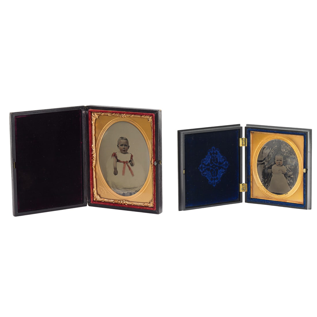 Daguerreotypes, William Shew: (lot of 2) William Shew (American, 19th century), "Miss Emily Tucker as Baby" and "Miss Helena Tucker as Baby," 1850s, daguerreotypes with hand coloring, museum inventory nos: 41.13.17 and 41.13.23,