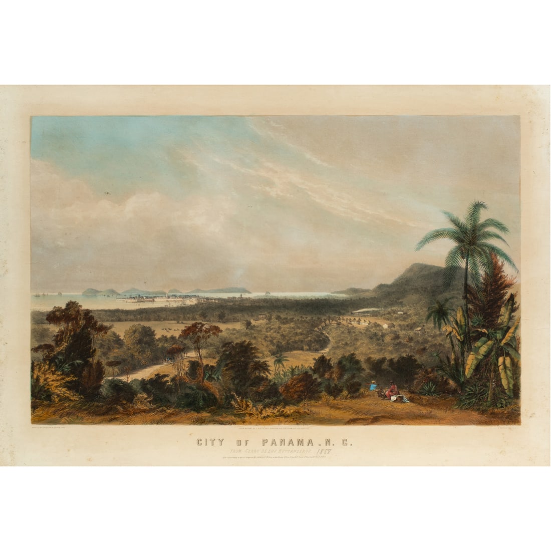 Print, City of Panama, New Granada: Charles Parsons (1821-1910), "City of Panama, New Granada," 1856, color lithograph, printer: Wm. Endicott & Company, museum inventory no: L8986, sight: 14.5"h x 23"w, overall (with frame): 21"h x