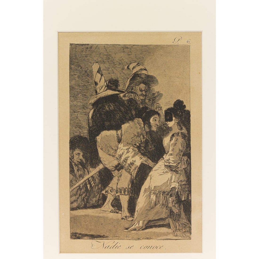 Print, Francisco Goya: Francisco Jose de Goya y Lucientes (Spanish, 1746-1828), "Nadie se Conoce (plate 6) from Los Caprichos," circa 1794-1799, etching and aquatint, museum inventory no: 2002.84.3.10, image: 7.5"h x