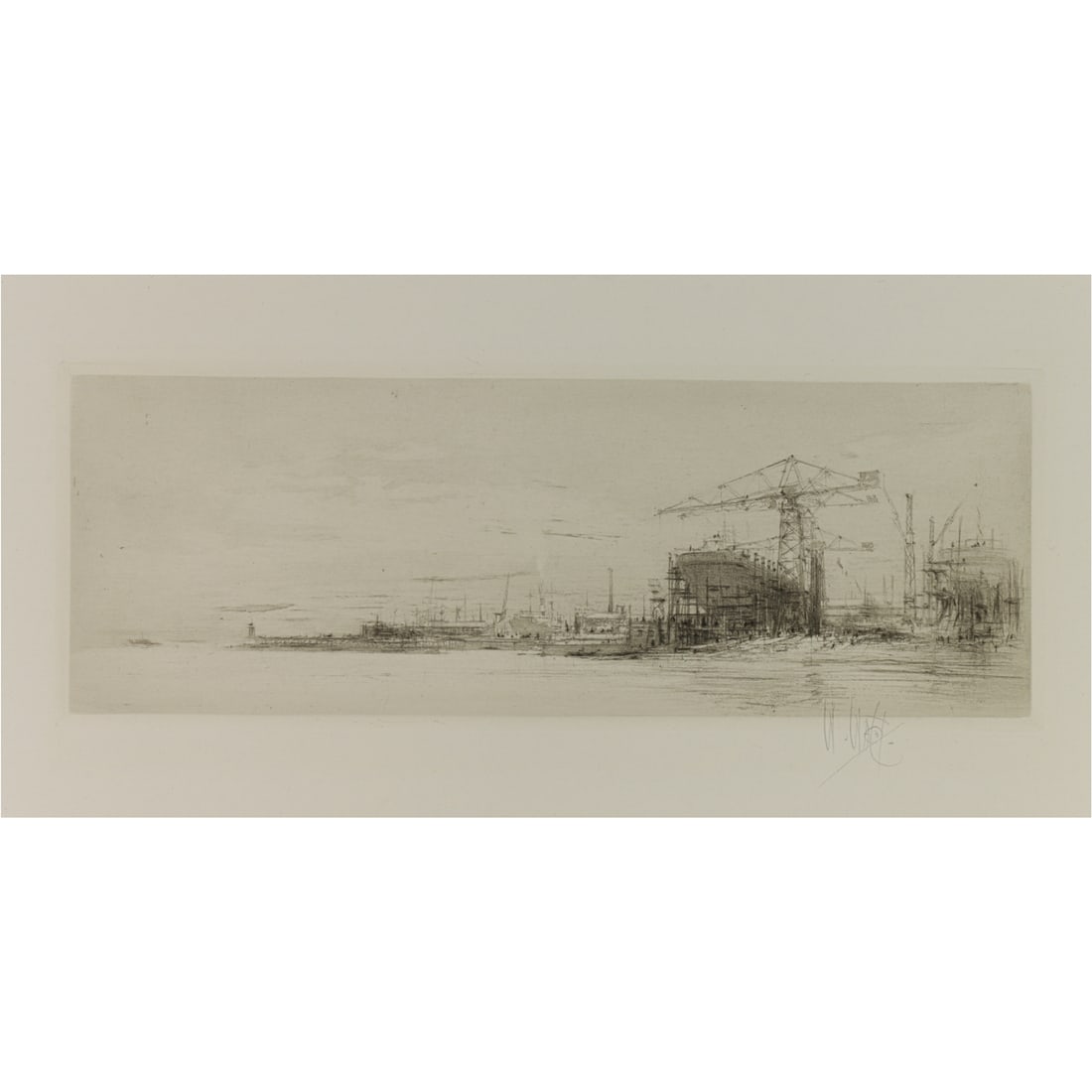 Print, William Walcot: William Walcot (Scottish, 1874-1943), "The Clyde River (from series "The Arteries of Great Britain"), circa 1900, etching, museum inventory no: 1963.30.10856, pencil signed lower right, image: 3.75"h