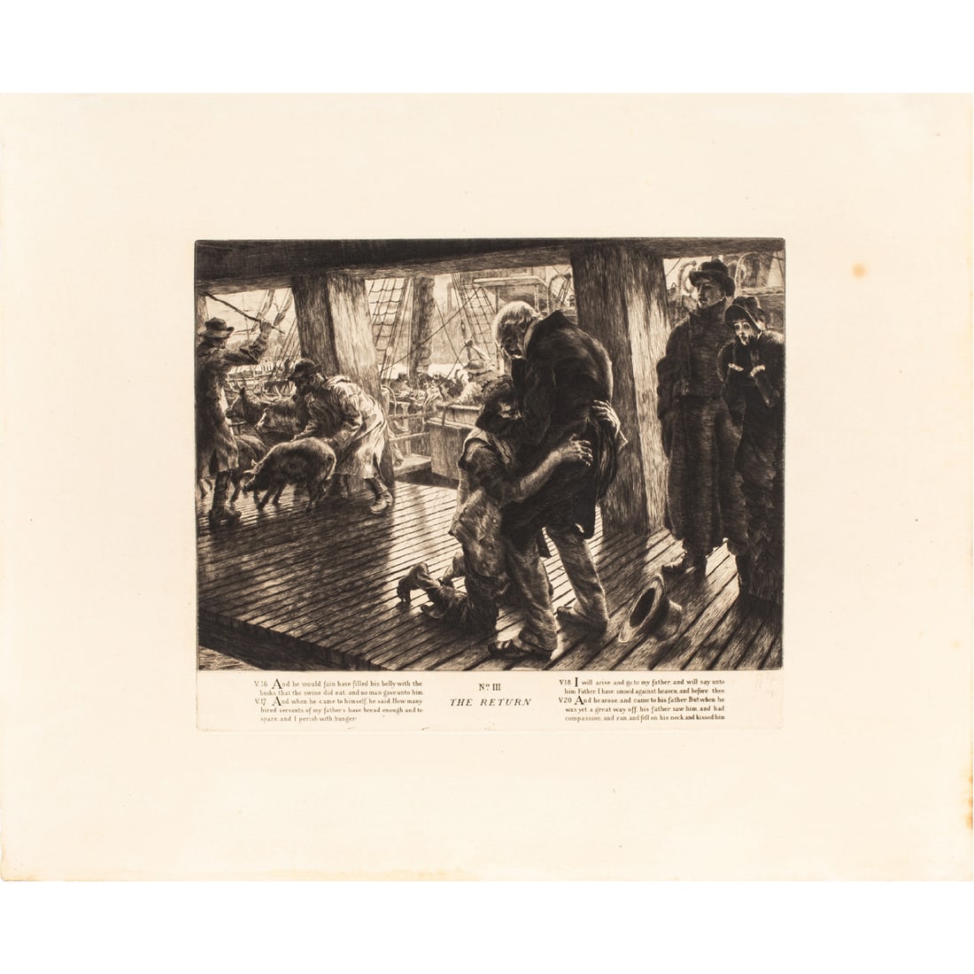 Print, James Tissot: James Tissot (French, 1836-1902), "No. III, In Foreign Climes from The Parable of the Prodigal Son according to Saint Luke," 1881, etching, museum inventory no: 2003.151.67.4, image: 11"h x 14.5"w,