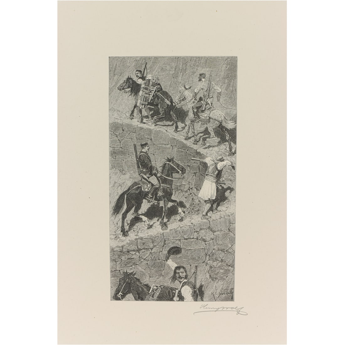 Print, Henry Wolf: Henry Wolf (American, 1852-1916), "The Ladder of Cattaro," 1880, wood engraving, pencil signed lower right, museum inventory no: 1950.70.211, image: 6.75"h x 3.25"w, overall (sheet): 12"h x 9.5"w. Pro