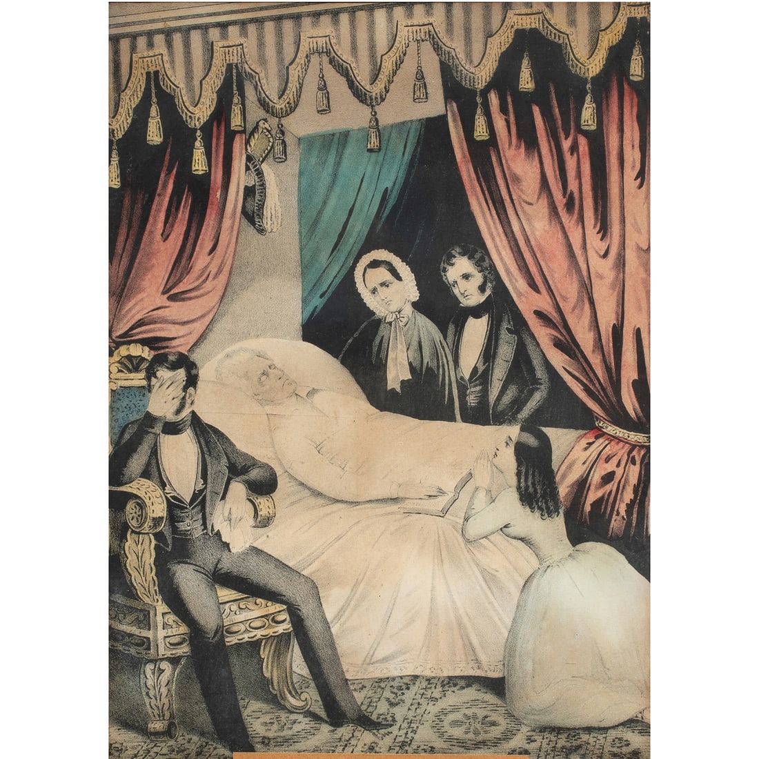 Print, The Death of General Andrew Jackson: "The Death of General Andrew Jackson," lithograph on paper, museum inventory no: 23964, sight: 16.38"h x 12.25"w, overall (with frame): 11.38"h x 8.19"w. Provenance: Property of the Fine Arts Museums