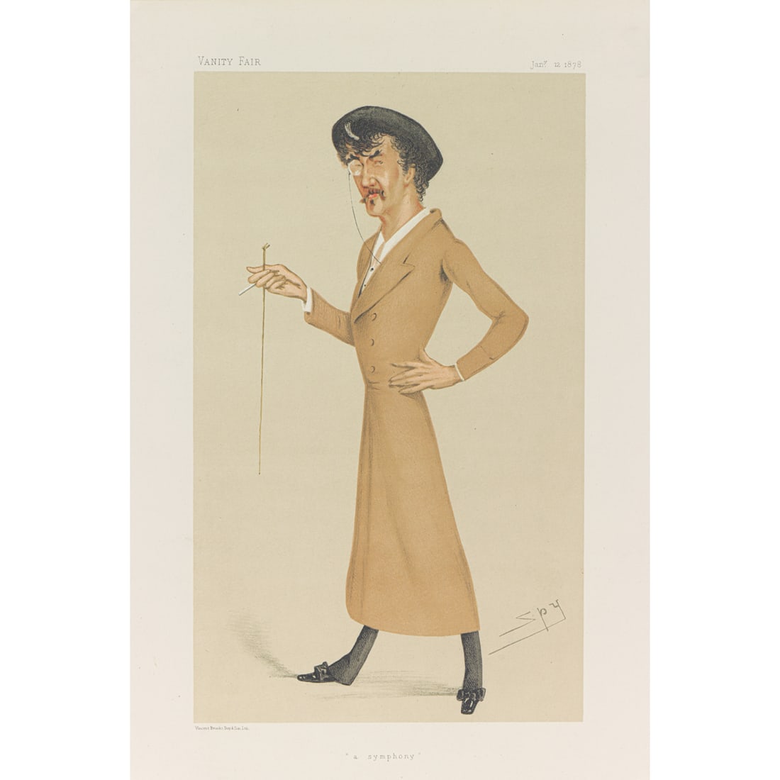 Print, Leslie Matthew Ward: Leslie Matthew Ward a.k.a. Spy (British, 1851-1922), "A Symphony (Mr. Abbott McNeil Whistler)" from Vanity Fair, January 12, 1878, Men of the Day No. 170, 1878, color lithograph, publisher: Vincent