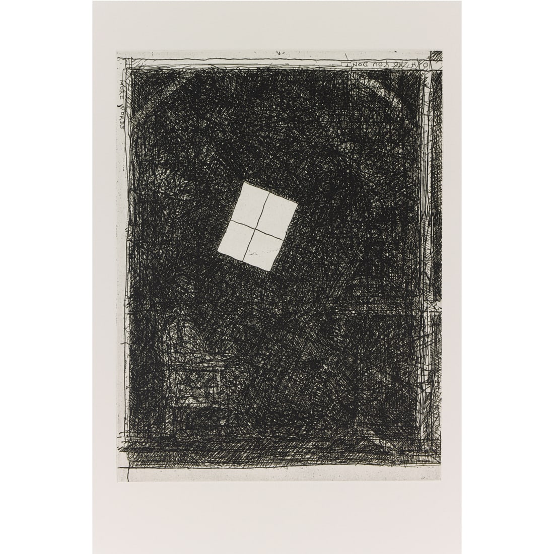 Print, William T. Wiley: William T. Wiley (American, 1937-2021), "Too Many Sides," 1981, etching, pencil signed lower right, printer: Timothy Berry, museum inventory no: 1990.1.32, image: 11.75"h x 8.75"w, overall (sheet):