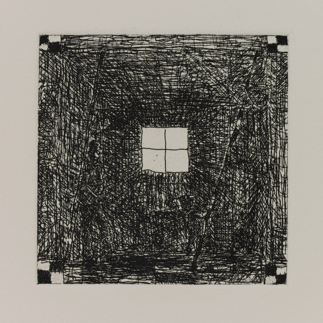 Print, William T. Wiley: William T. Wiley (American, 1937-2021), "Studio Light," 1981, hard ground etching on Arches paper, publisher: Timothy Berry, printer: Spiral Press, museum inventory no: 1990.1.31, pencil signed and