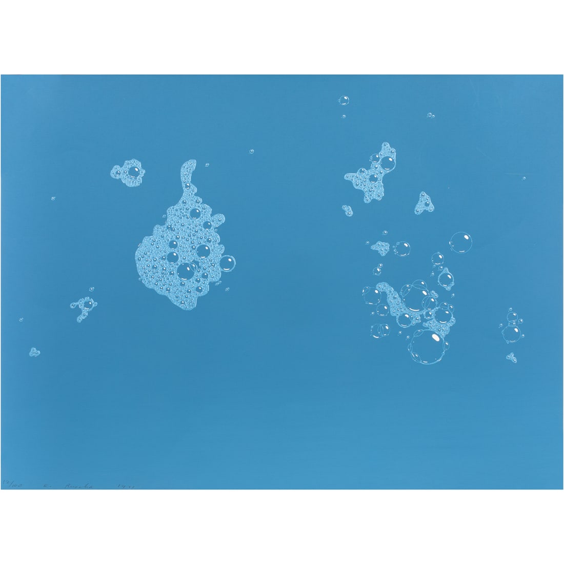 Print, Edward Ruscha: Edward Ruscha (American, b. 1937). "Blue Suds," 1971, color screenprint on white arches paper with cut edges, pencil signed lower left, printer: Jean Milant and Jane Aman, Cirrus Editions, Los