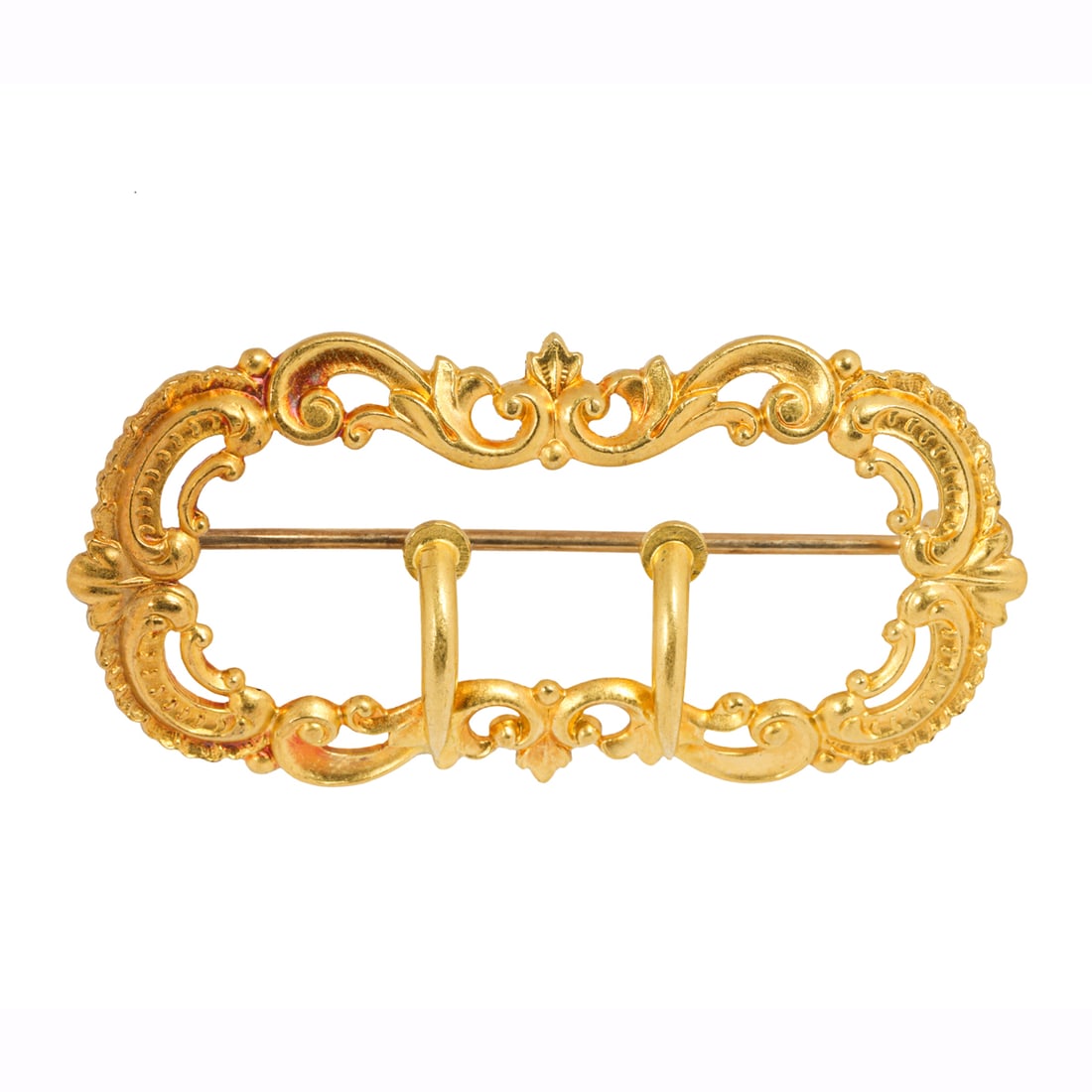 An antique Carter, Howe 14k buckle brooch: An antique Carter, Howe 14k buckle broochthe ornate buckle brooch measures: 1 7/8 x 1 in; 5.63 grams