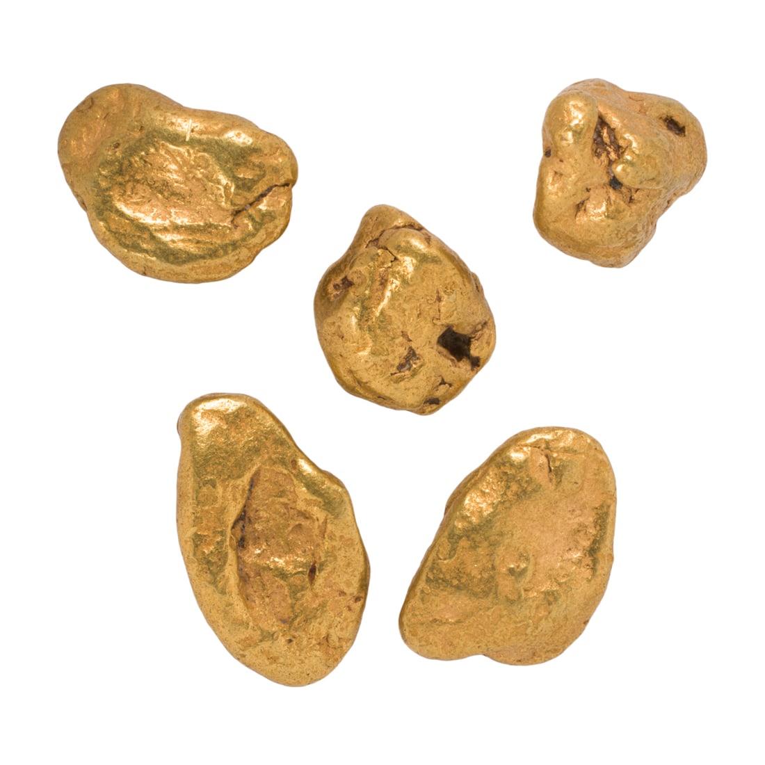 A group of five gold nuggets (1 of 2)