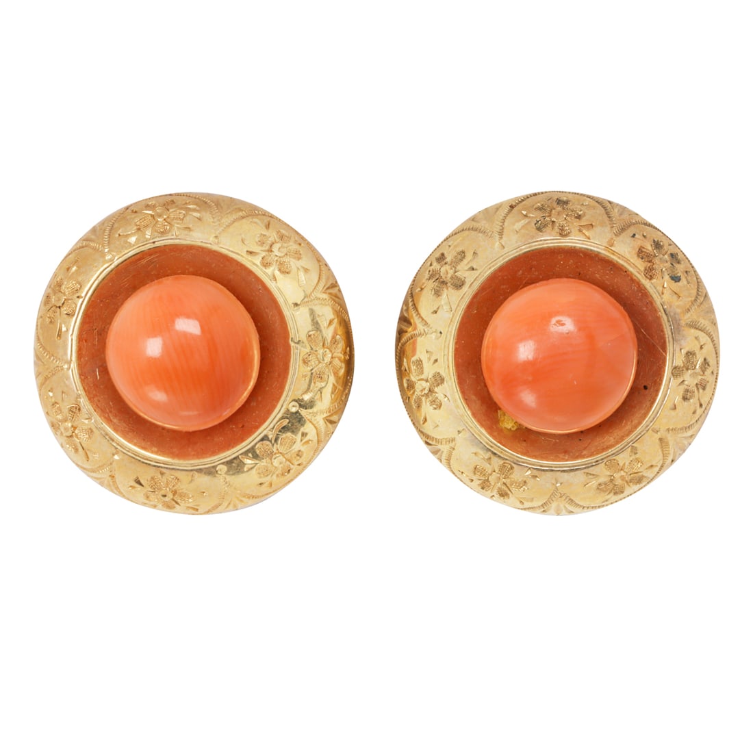 Two antique coral and 14k gold shirt studs (1 of 1)