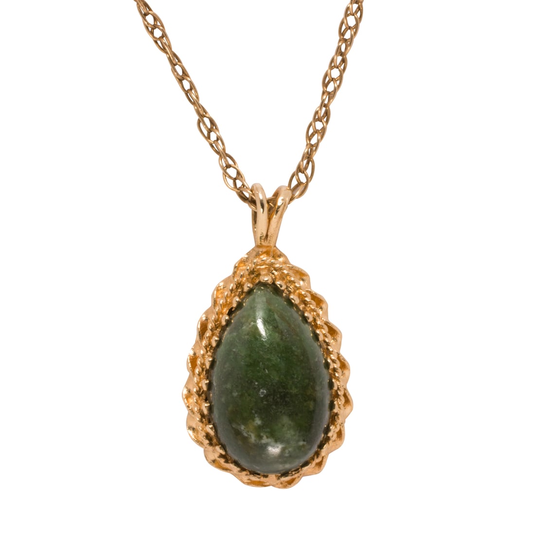 A green hardstone and 14k gold pendant necklace (1 of 2)