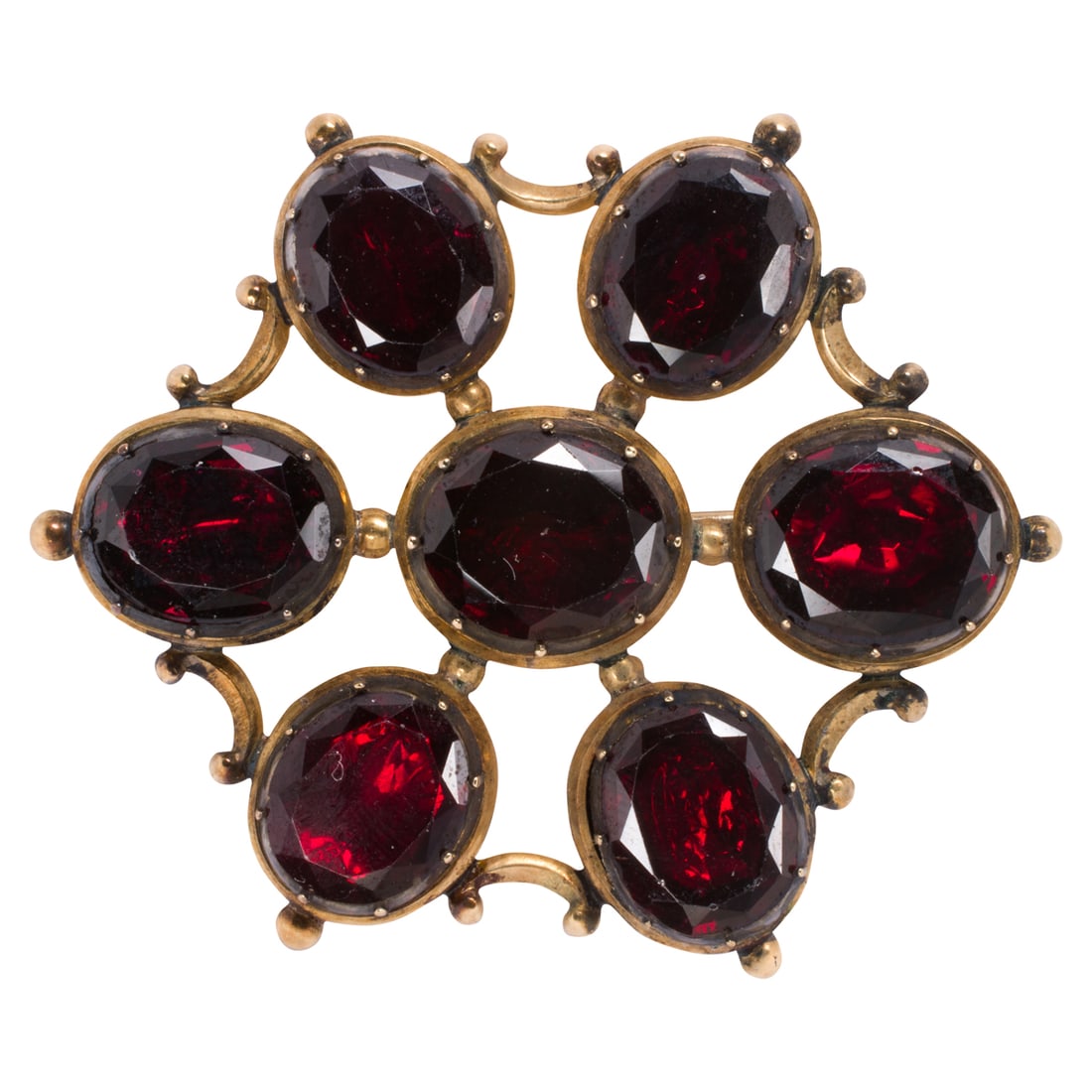 An antique garnet, 14k gold and silver brooch (1 of 1)