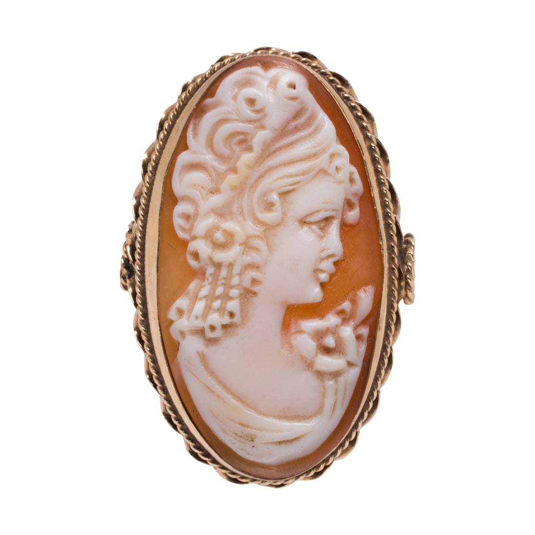 A shell cameo and 10k gold ring (1 of 2)
