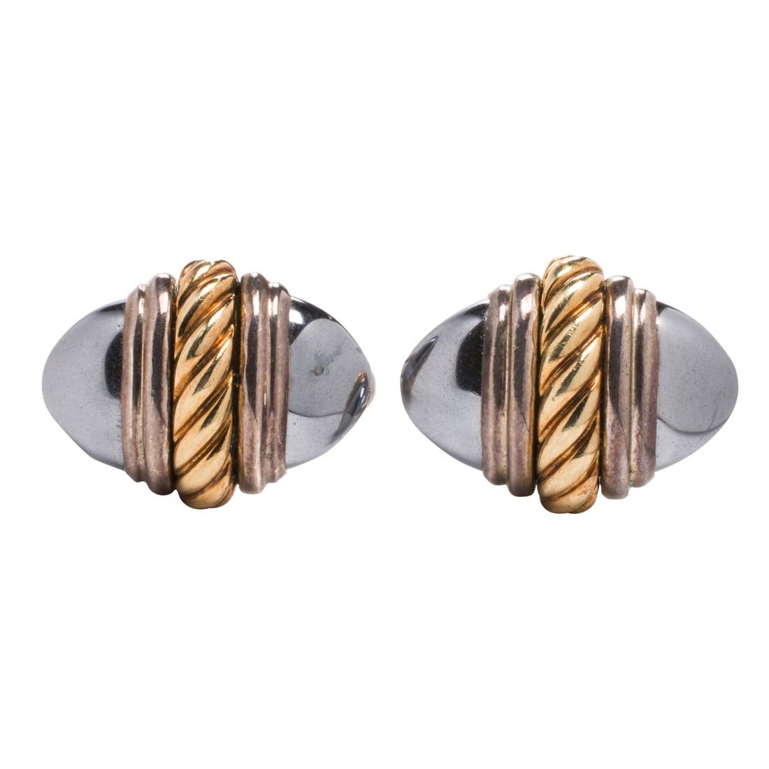 A pair of David Yurman sterling silver and 14k gold cufflinks (1 of 2)