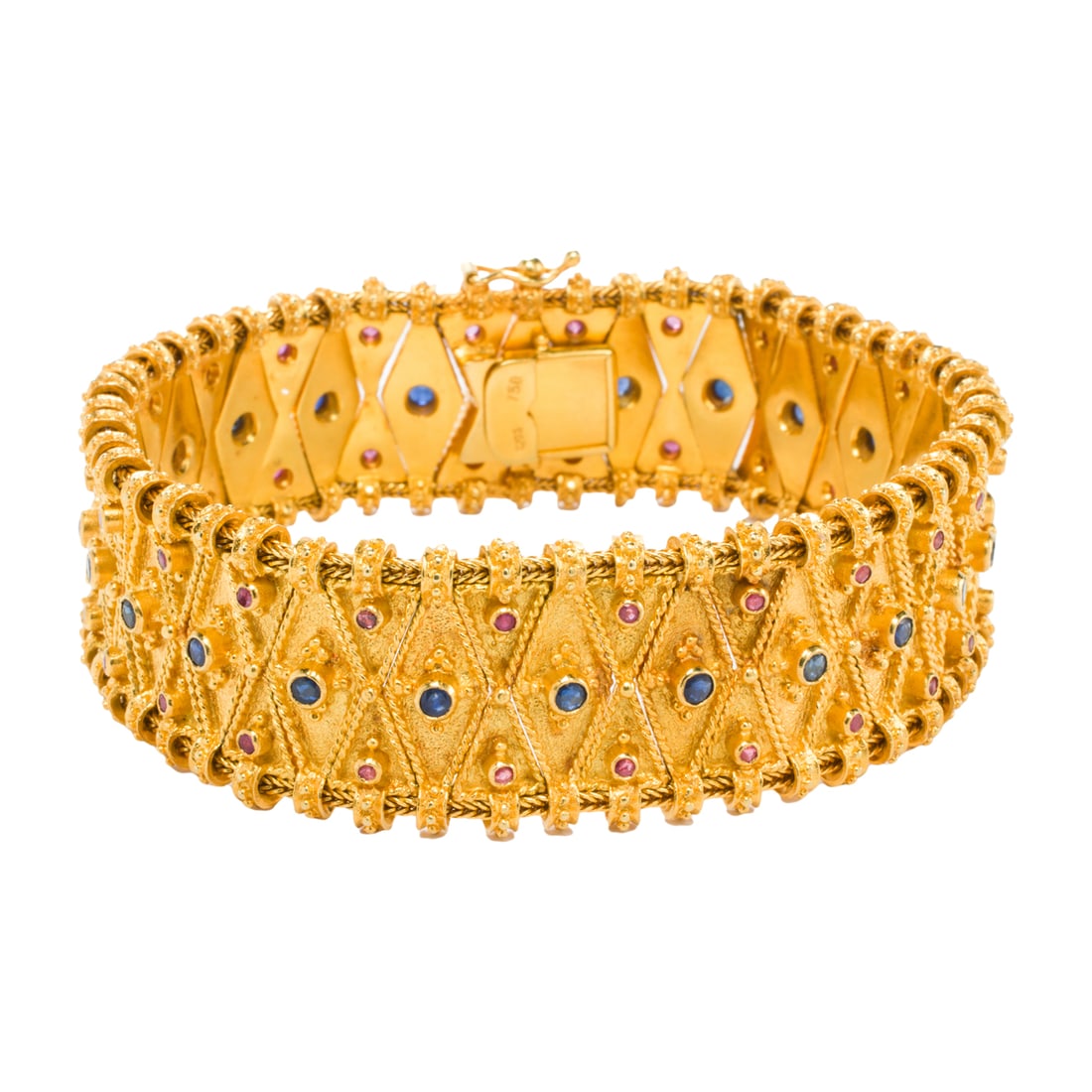 A sapphire, ruby, and 18k gold anklet (1 of 2)