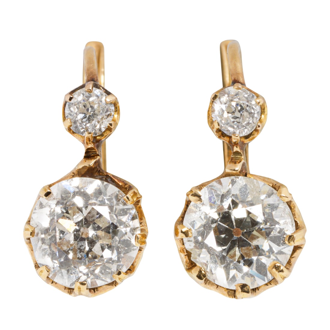 A pair of antique diamond and 18k gold earrings (1 of 1)
