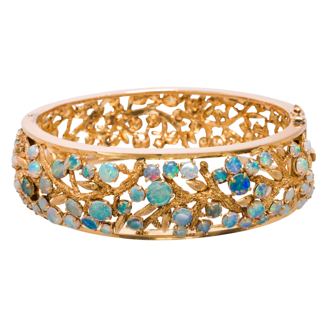 An opal and 14k gold bangle bracelet (1 of 2)