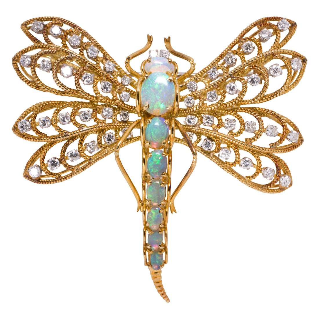 A Jack Gutschneider Jewels Co. opal, diamond, and 14k gold brooch (1 of 1)