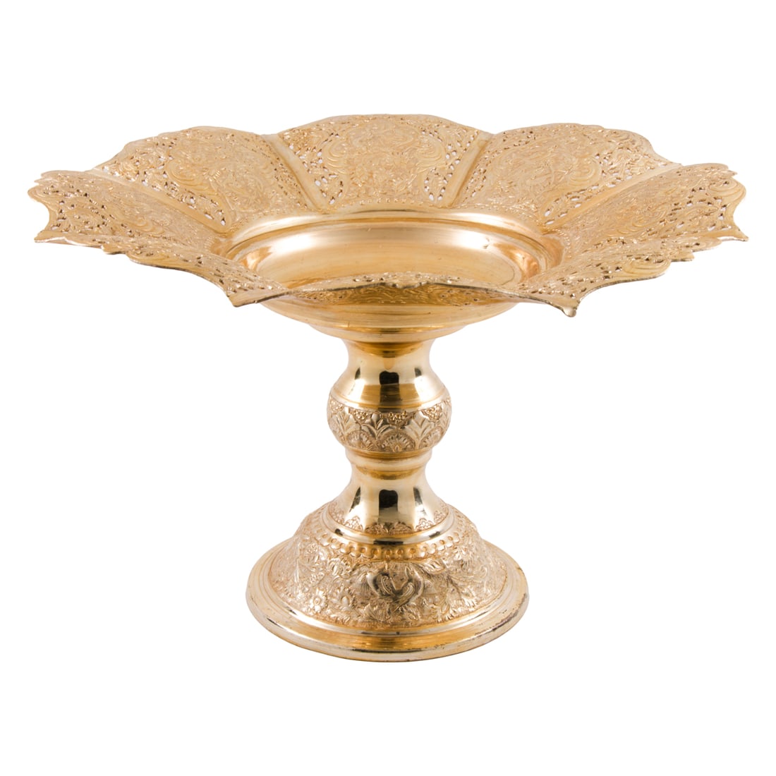 A Persian 840-Silver Pedestal Dish: A Persian 840-silver pedestal dish, 7"h x 10.5"dia. 19.21 troy oz