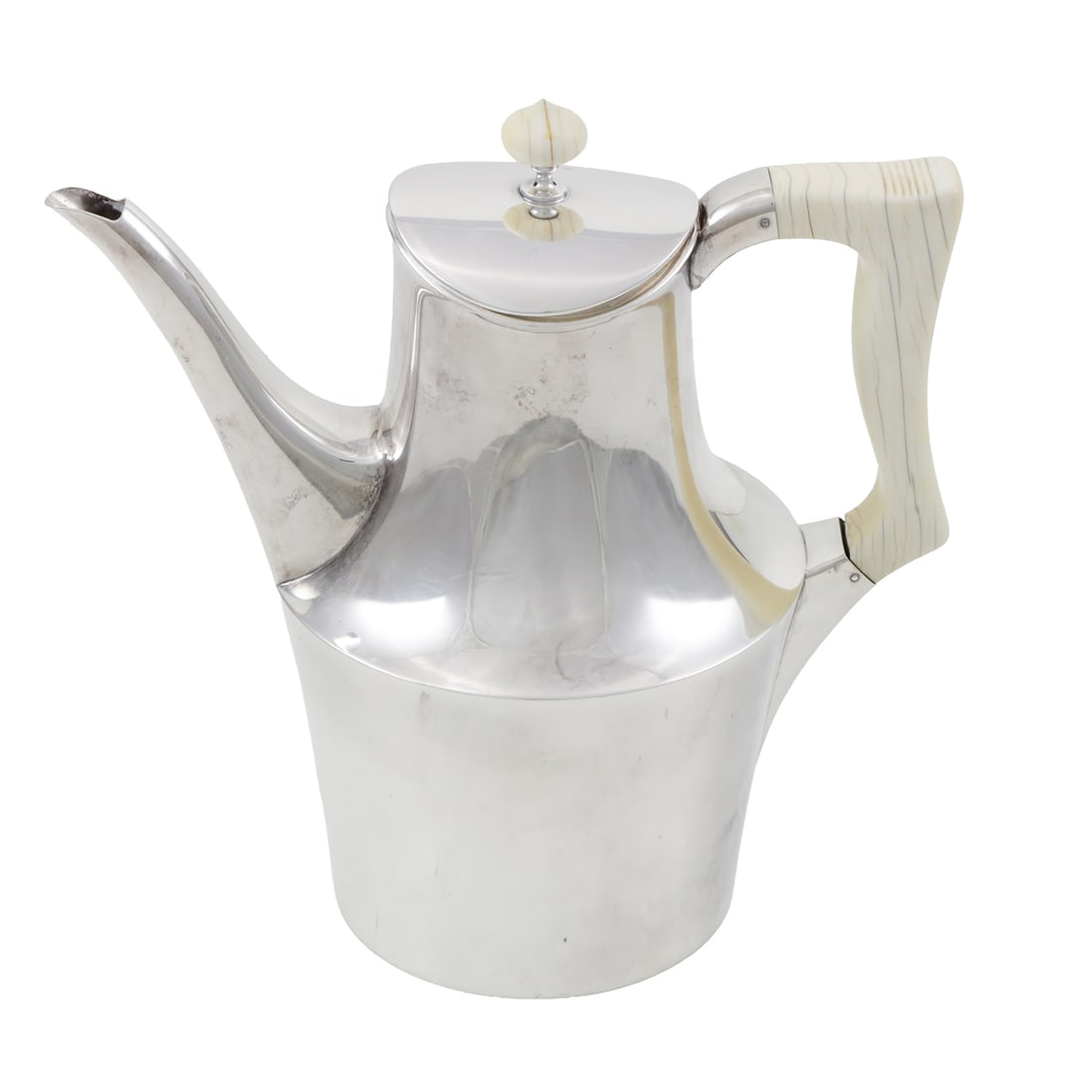 A Danish Hans Hansen Sterling Teapot: A Danish Hans Hansen sterling teapot, celluloid handle, 8"h. Approximately 17 troy oz