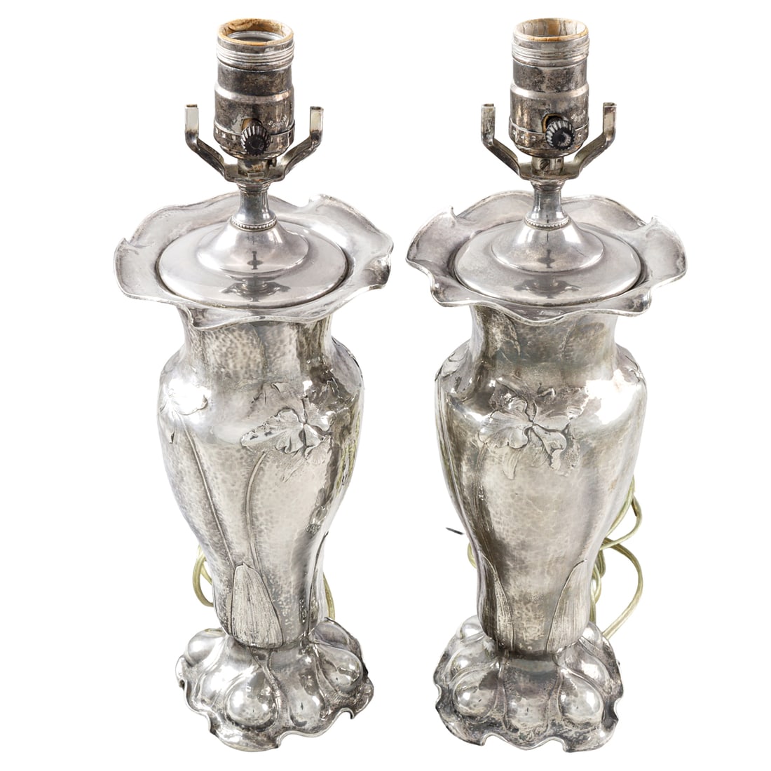 A Pair of Gorham Martele Silverplate Table Lamps (1 of 4)