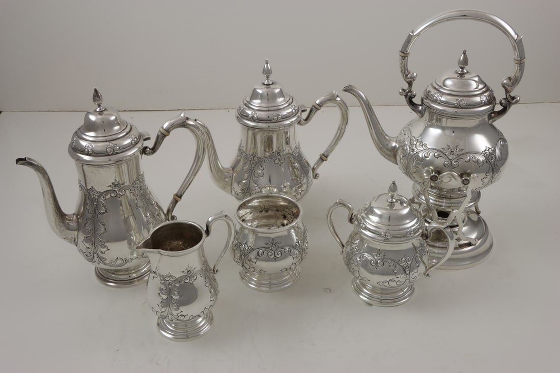 An American Seven Piece Sterling Tea and Coffee Service (1 of 6)