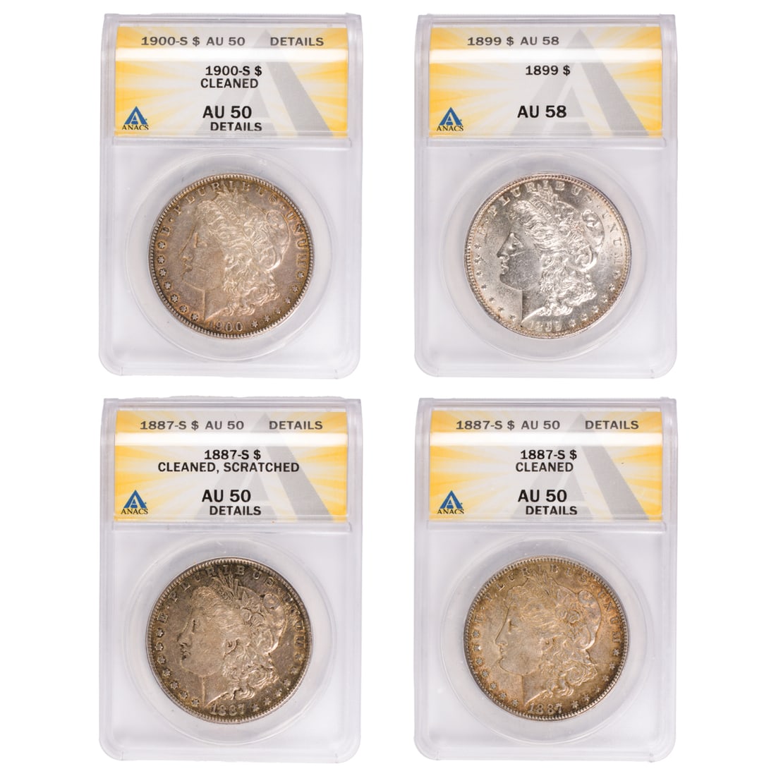 Four Morgan silver dollars (1 of 5)