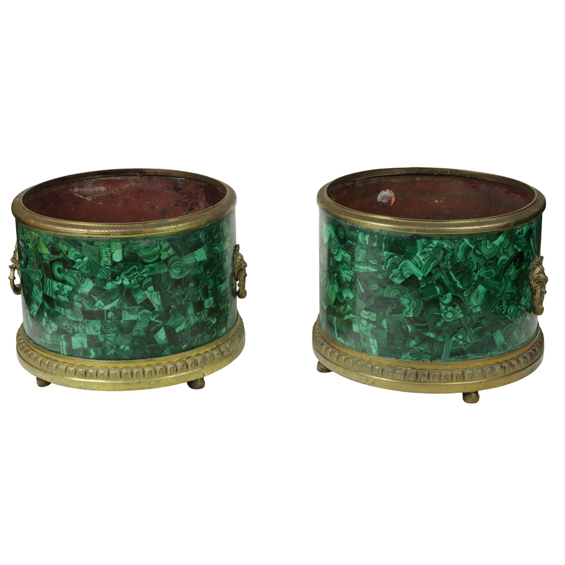 A pair of Russian Neoclassical style malachite veneered gilt bronze jardinieres (1 of 4)