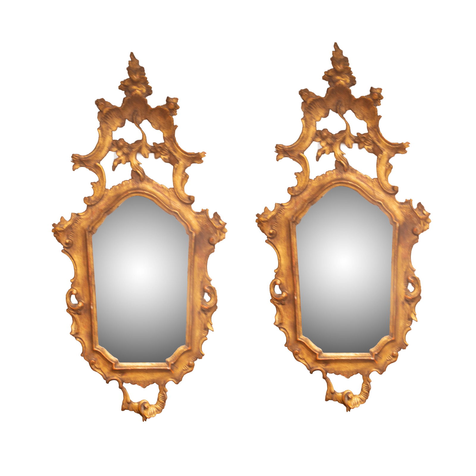 A pair of Rococo style giltwood cartouche form mirrors (1 of 5)