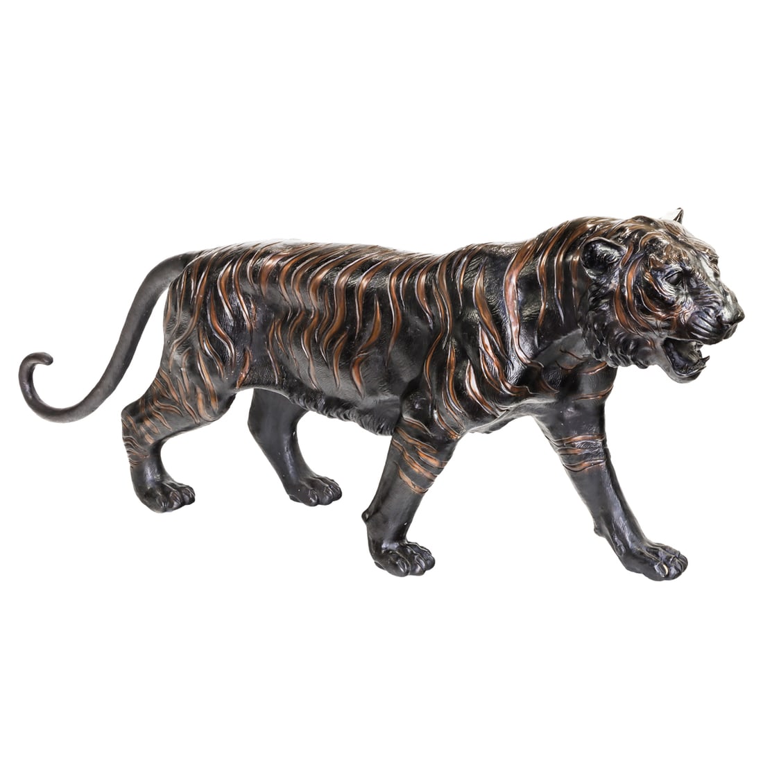 A large Contemporary patinated bronze figure of a tiger walking (1 of 5)