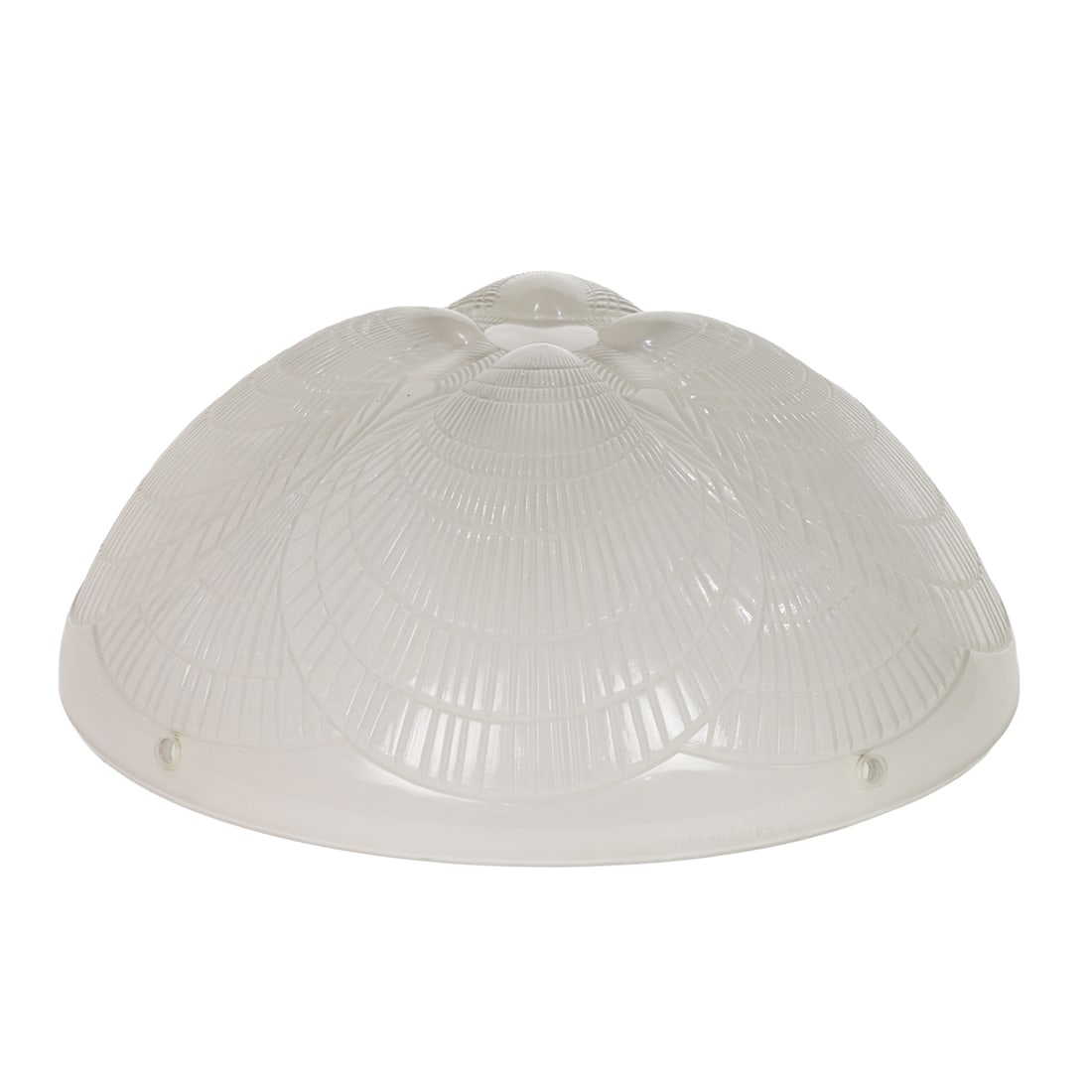 A Rene Lalique molded and frosted glass 'Coquilles' light shade: A Rene Lalique molded and frosted glass 'Coquilles' light shade, designed 1921, molded 'R. LALIQUE', 4"h x 11.75"dia