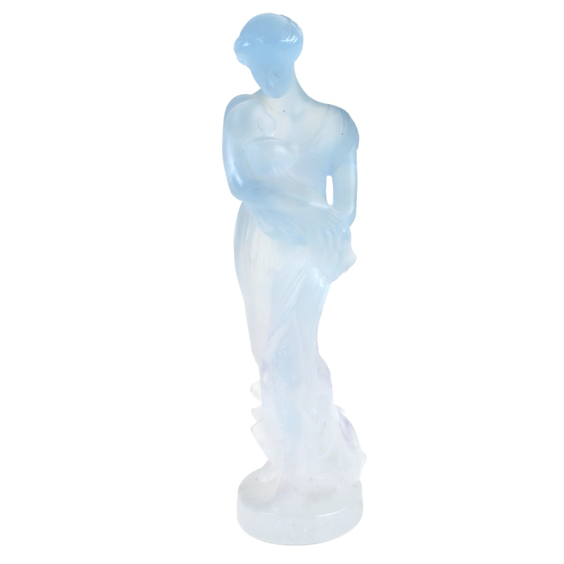 A Daum pate de verre glass figure of a mother and child: A Daum pate de verre glass figure of a mother and child, engraved indistinct signature and 'Daum France', 9.5"h