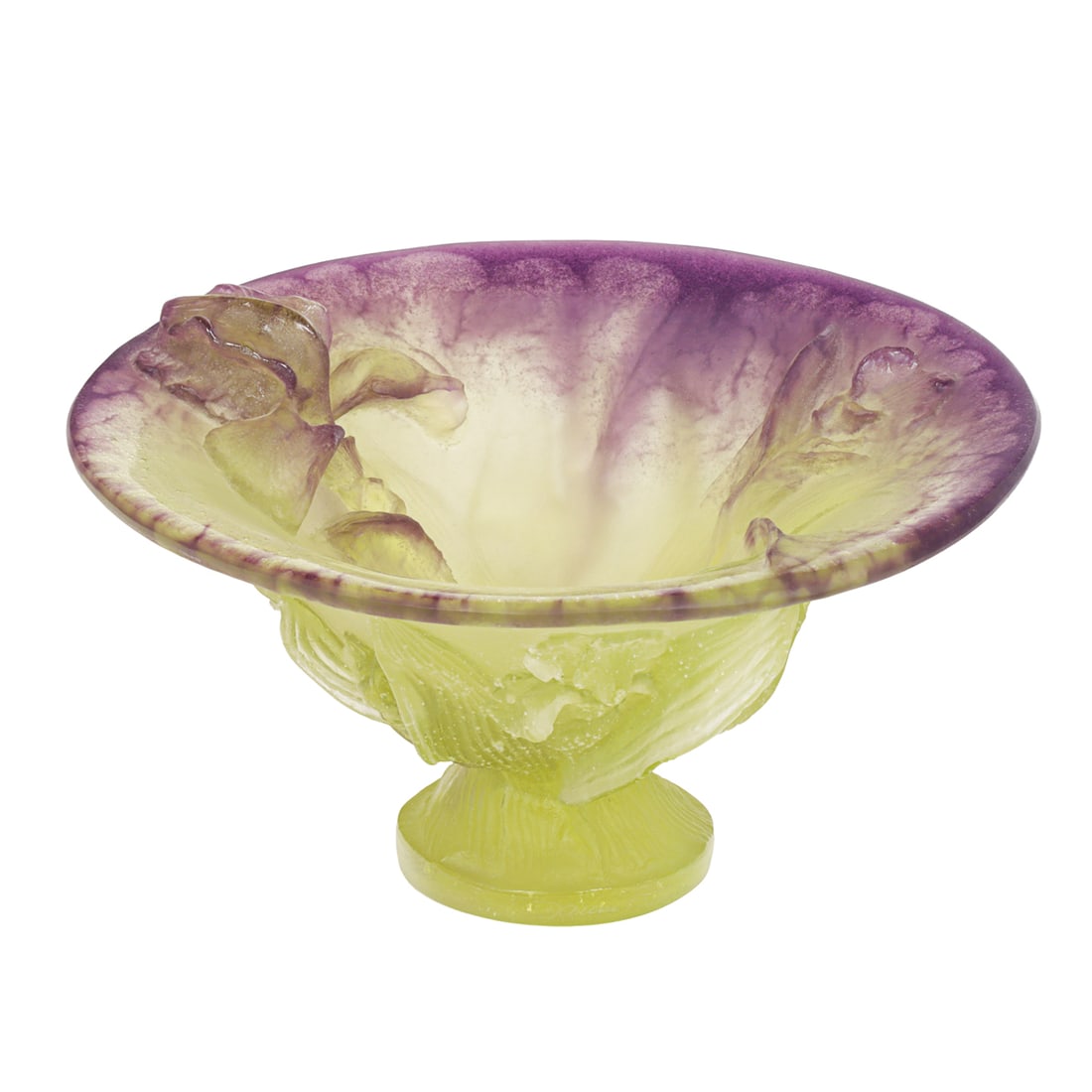 A Daum pate de verre glass Iris footed bowl (1 of 6)