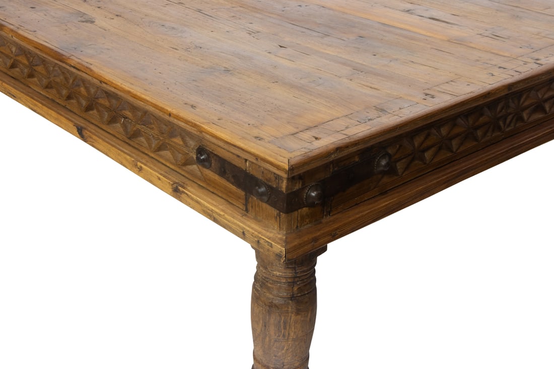 A large rustic carved cocktail table - 3