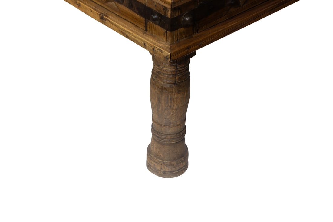 A large rustic carved cocktail table - 4
