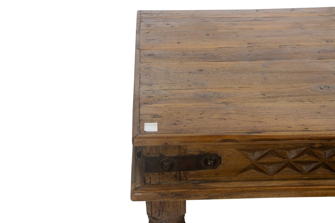 A large rustic carved cocktail table - 5