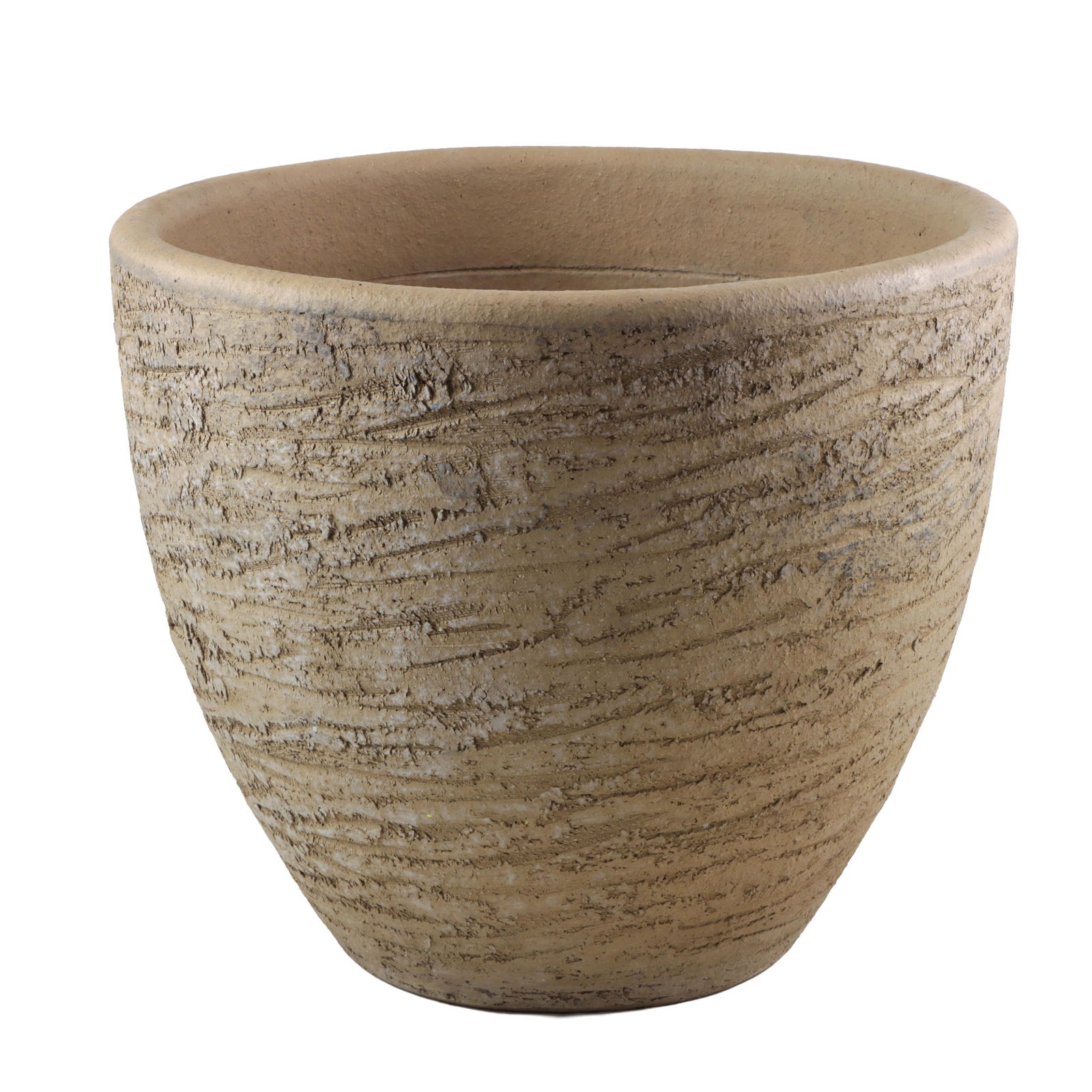 A Stan Bitters for Hans Sumpf stoneware blonde brush stroke planter: A Stan Bitters for Hans Sumpf stoneware blonde brush stroke planter, incised 'H.S.C. B-18-15', 15.5"h x 18.25"dia