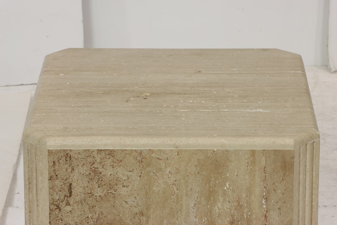A travertine pedestal table - 3