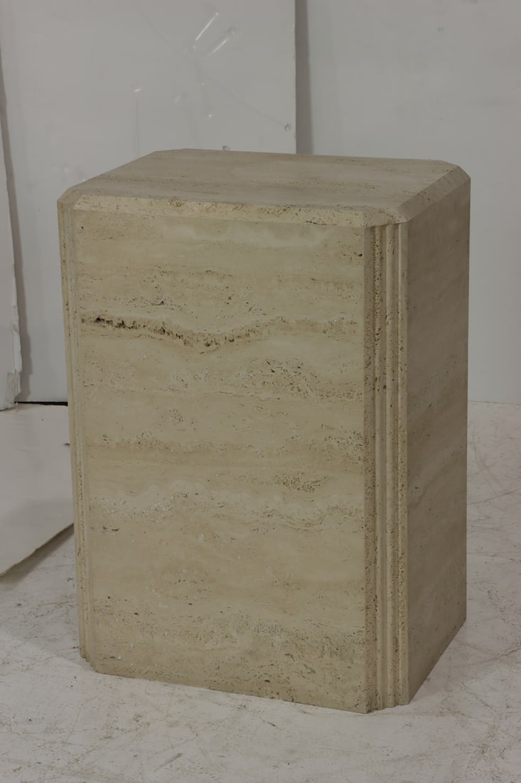 A travertine pedestal table - 2