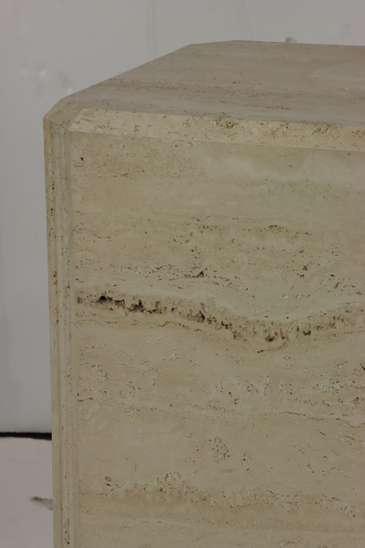 A travertine pedestal table - 3